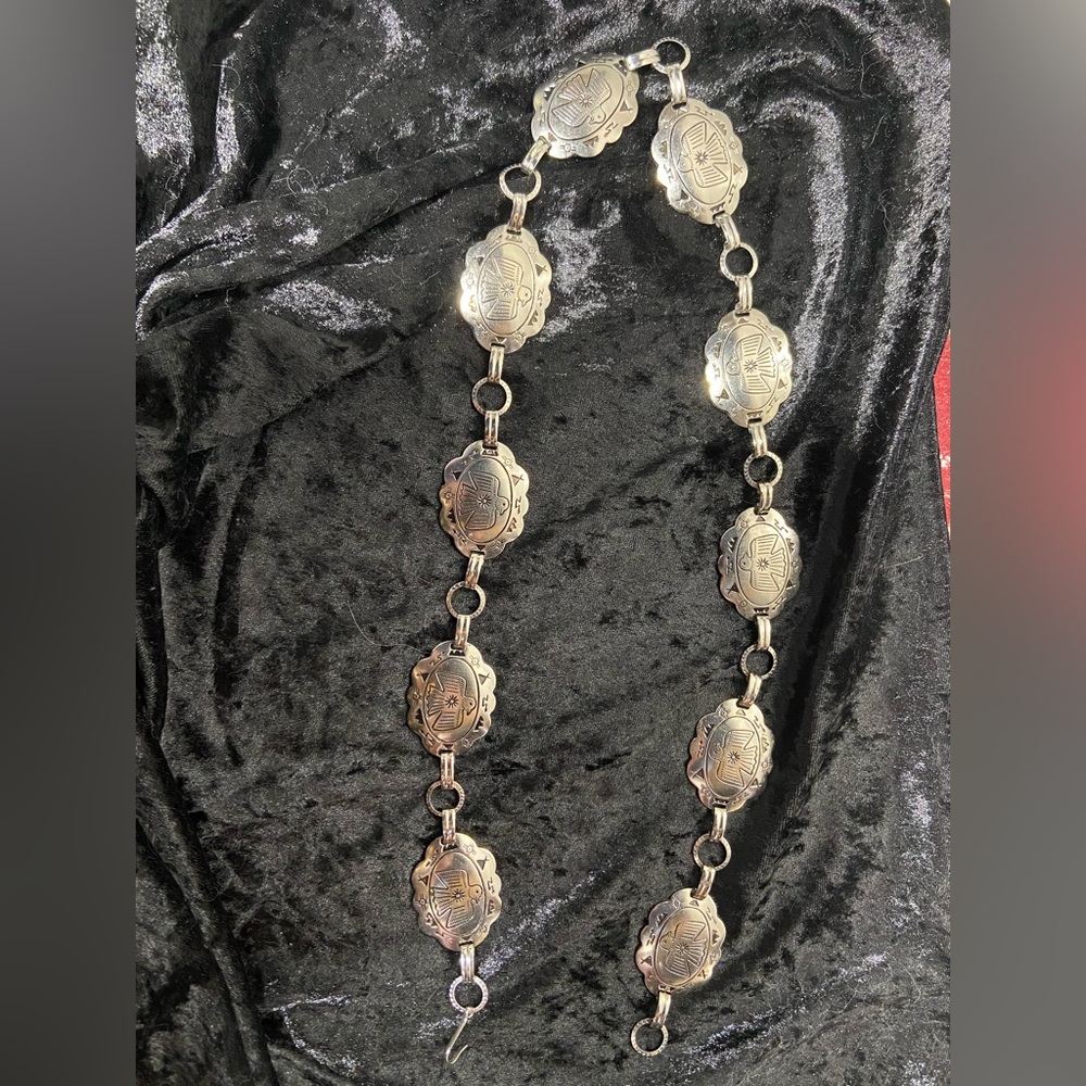 Silver Tone, Concho, Native American Belt With Thunderbirds